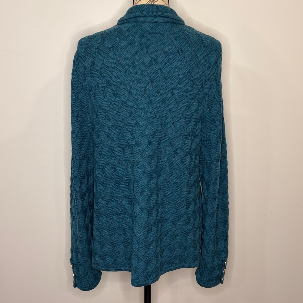 Talbots merino wool basket weave button front sweater jacket notch collar XL - Picture 3 of 7